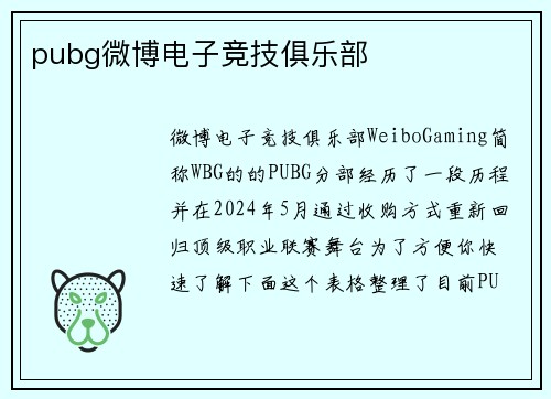 pubg微博电子竞技俱乐部